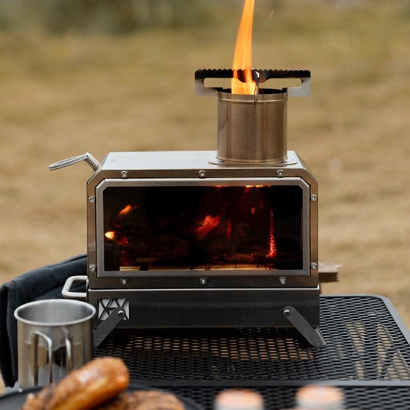 Camping Cooking Area - Poêle à bois carré en acier