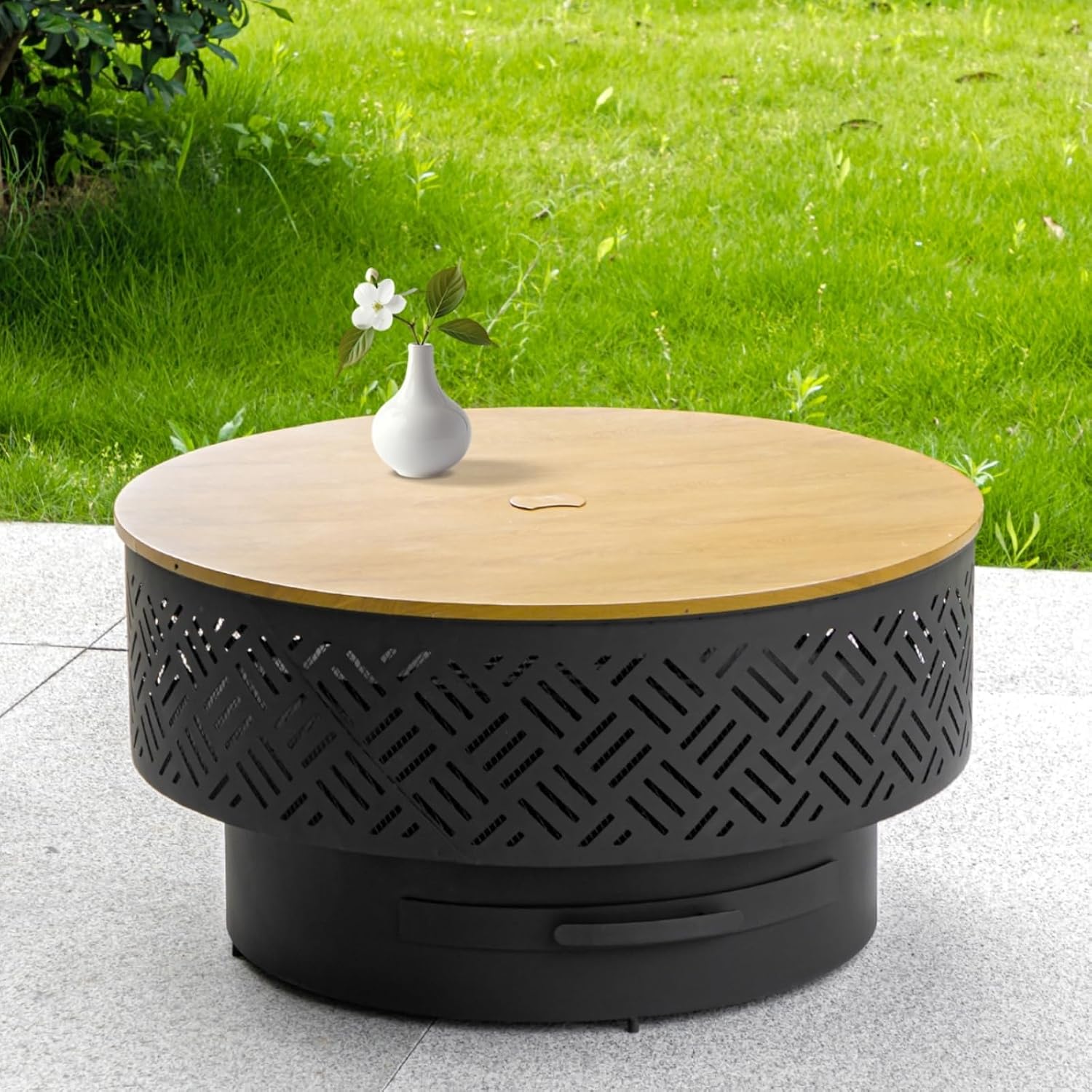 Camping Outdoor Cooking Table - Table de foyer ronde en métal
