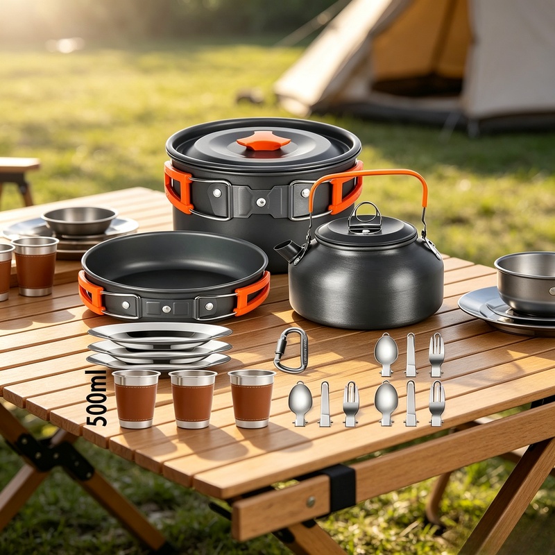 Camping Cooking Candle - Ensemble de cuisine de camping antiadhésif