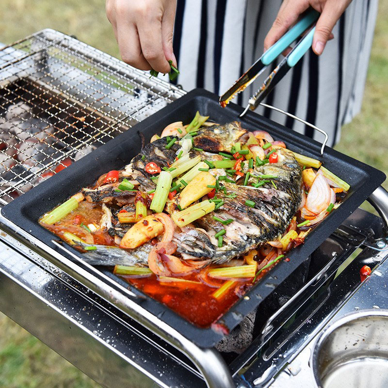 Poêle à griller carrée épaisse - Camping Cooking Candle avis et prix