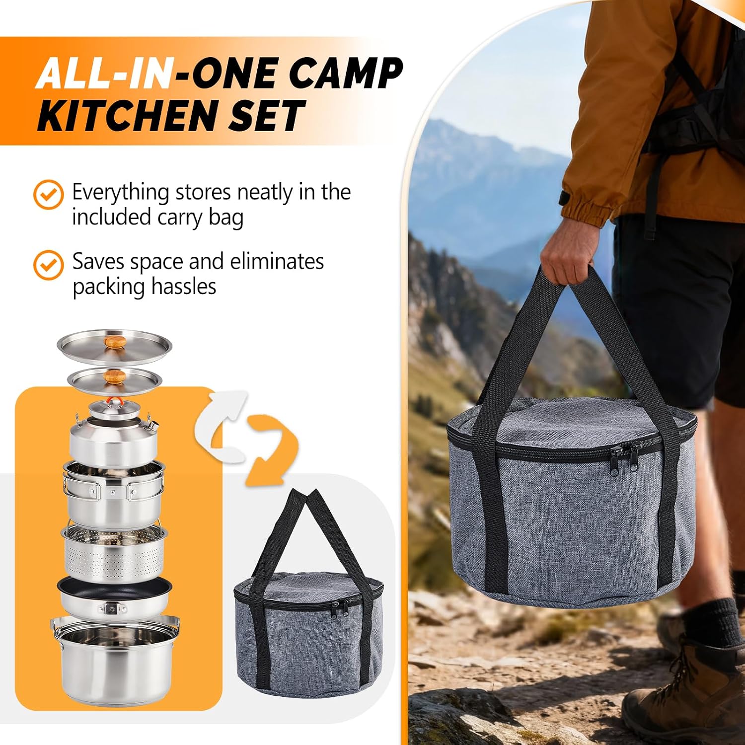 Ensemble de 6 ustensiles de cu - Camping Cooking Set With Kettle avis et prix