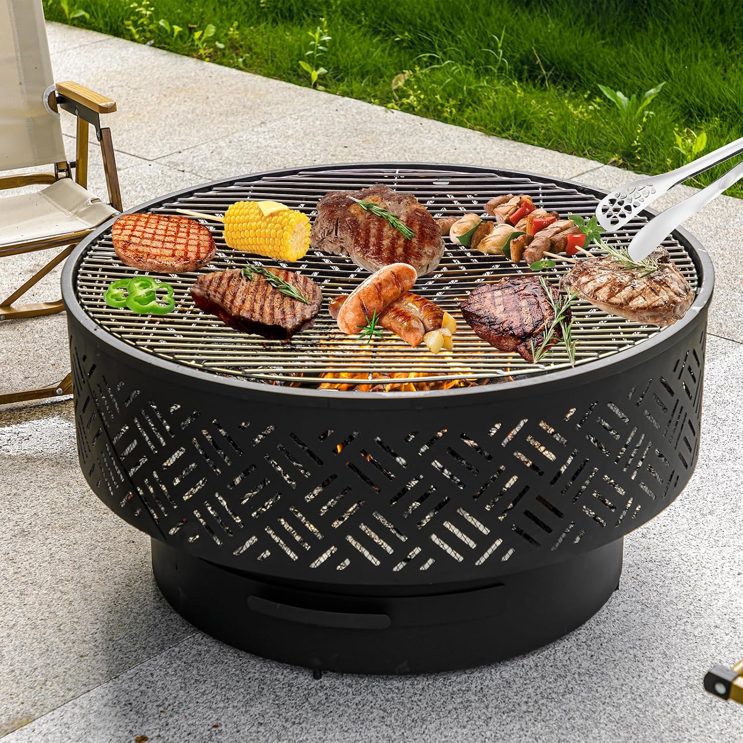Table de foyer ronde en métal  - Camping Outdoor Cooking Table avis et prix