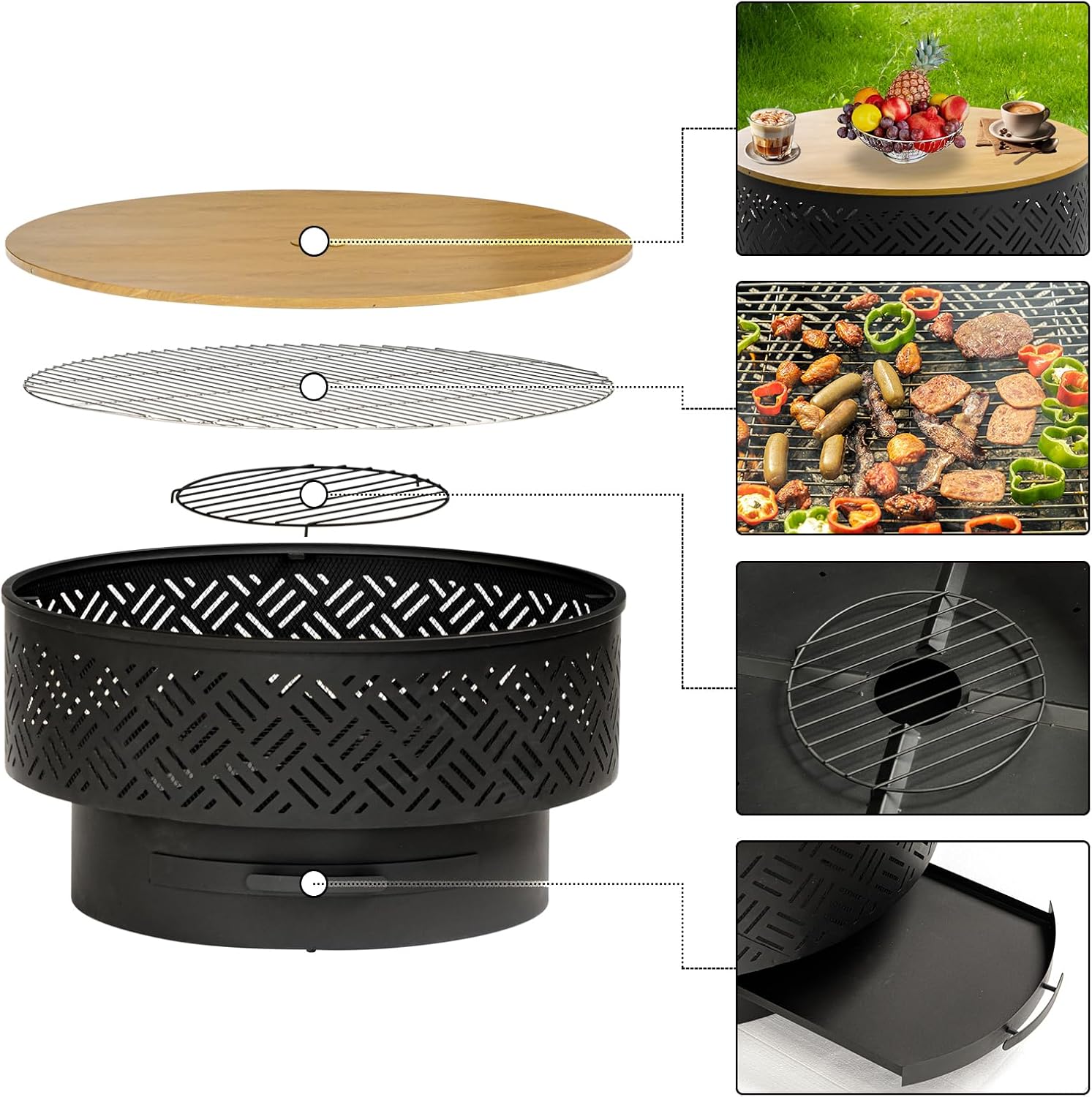 Table de foyer ronde en métal  - Camping Outdoor Cooking Table avis et prix