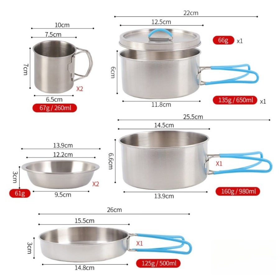 Ensemble de 8 pièces de batter - Camping Cooking Set With Kettle avis et prix